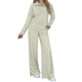 thumbnail image 1 of Stamozd Sweat Suits for Womens 2 Piece Turndown Pullover Sweatshirts and Wide Leg Pants Women Loose Casual Travel Matching Sets Women Clothing Beige C M, 1 of 9