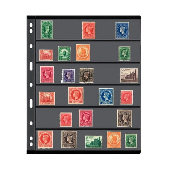 Stamp Album Refill Pages 10 Pack, 9 Pocket Double Sided Collection Sheets, Black Background Currency Coin Storage Pages, Standard Size 8.5 x 11 inch Binder Insert