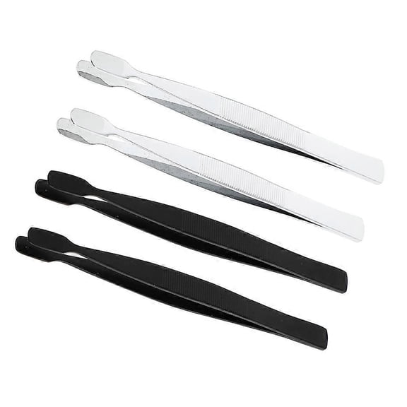 Stamp Collecting Tweezers Flat Stainless Steel Forceps Collector Tools Assorted Color 4Set For Precision Handling