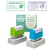 Stamp Enjoy - 2 Self-Ink Flash Stamp Set, Multicolor Teacher Stamps, Checkbox Grading Stamps, Pre-Inked