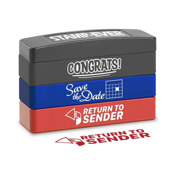 Stamp-Ever Stakz 3-in-1 Message Stamp – Includes "Congrats", "Save the Date" and "Return to Sender" Messages