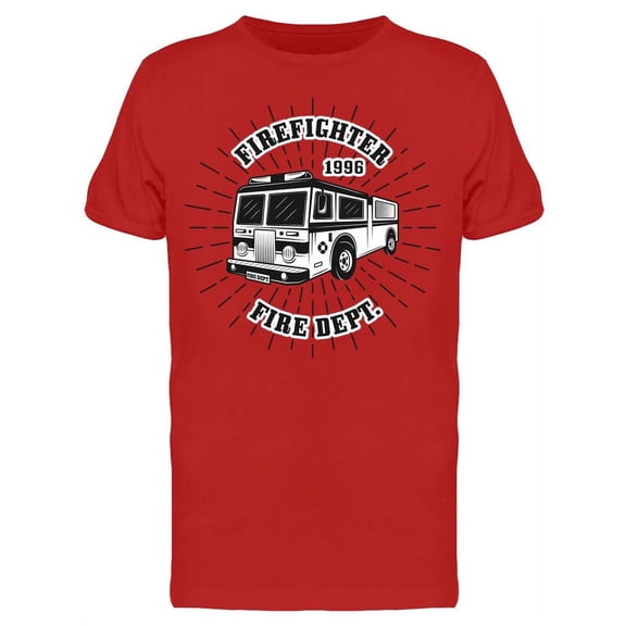 Stamp: Firefighter, Fire Dept T-Shirt Men -Image by Shutterstock, Male Small
