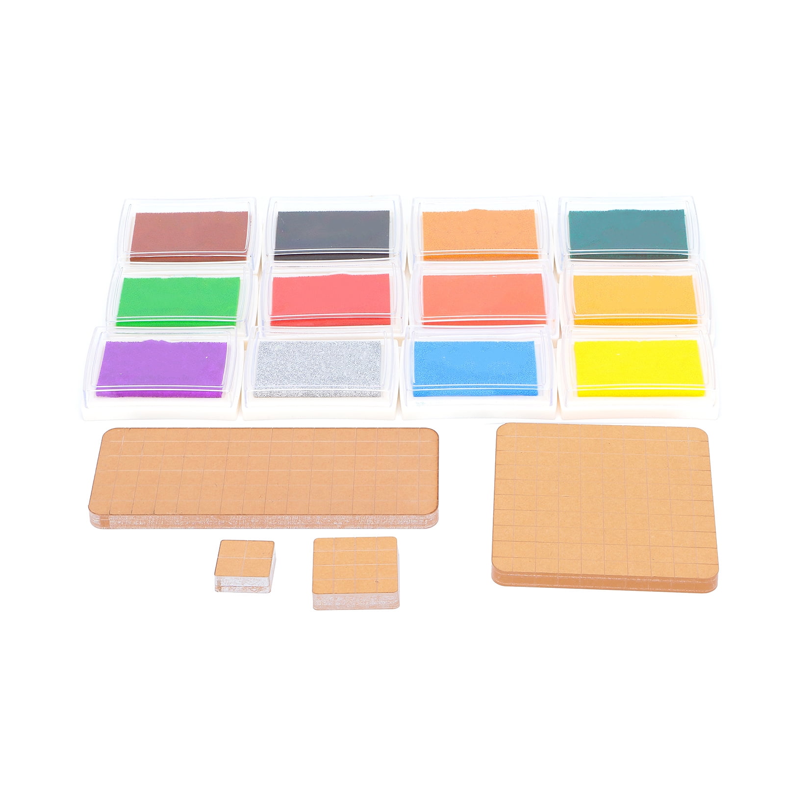 Stamp Ink Pad Set DIY Transparent Round Angle Acrylic Blocks Manual ...