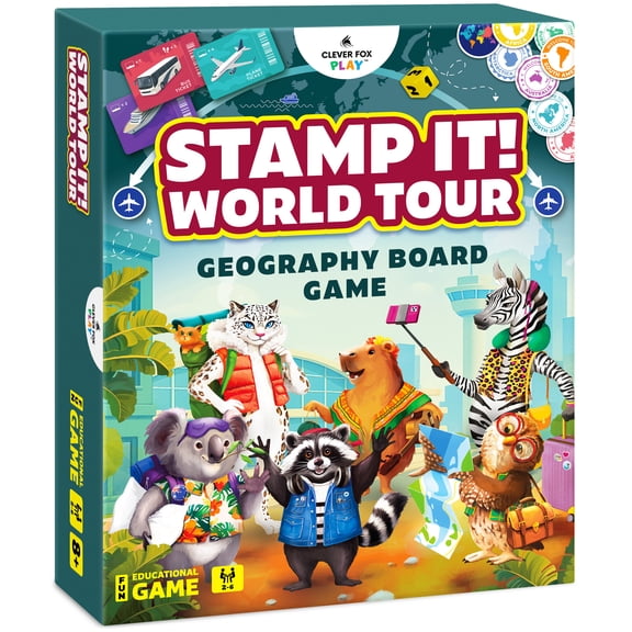 Product image Stamp It! World Tour, Educational Map Geography Board Game for Kids 8-12
