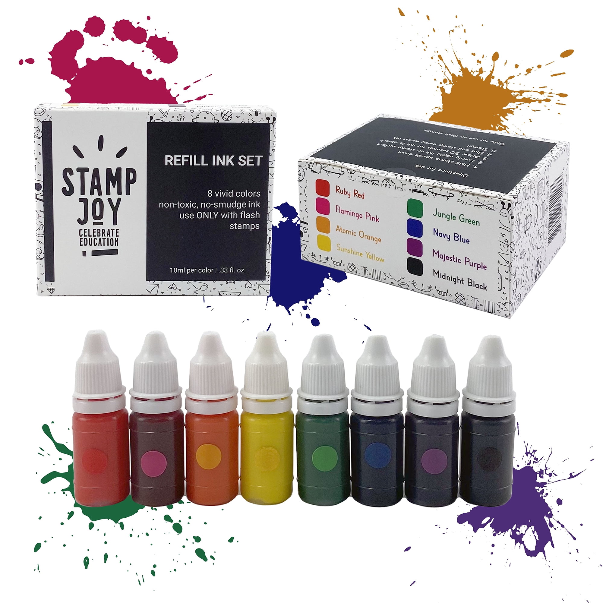 Blue and Black Combo Stamp Ink Refill by BCH - Premium Grade -2.5 oz (75  ml) Ink Per Bottle - BCH Technologies