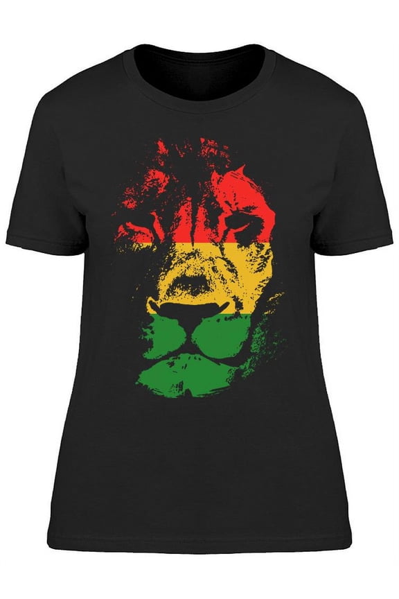 Stamp Like Lion Head Rasta Color T-Shirt Women -Image by Shutterstock, Female Small