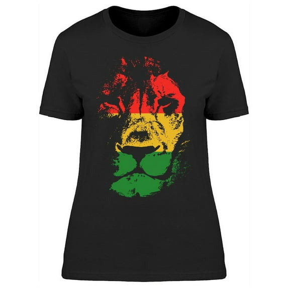 Stamp Like Lion Head Rasta Color T-Shirt Women -Image by Shutterstock, Female XX-Large