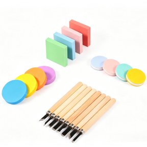 Stamp Making Kit with Rubber Bricks and Carving Tools, 3 Sizes Rubber Stamp Carving Blocks for Printmaking, Scrapbooking, Sculpting, Stamping
