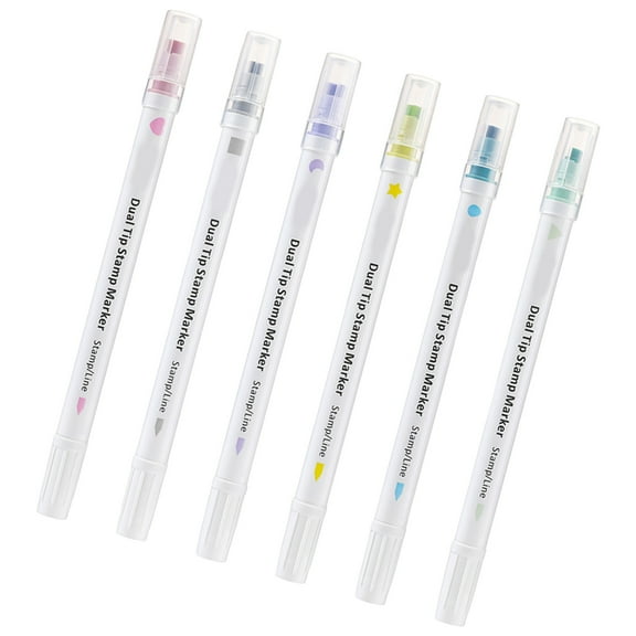 Stamp Marker Set 6 Color Double Ended Stamping Markers for Scrapbooking Journal