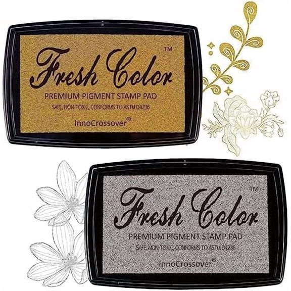 Stamp Pad, Ink Pads for Rubber Stamps, Wedding Card, Wedding Invitation, Stamps for Crafts, Scrapbooking Supplies, Card Making, Embossing Ink, Permanent Ink Pads, Non Toxic, Safe (Gold Ink Pad)