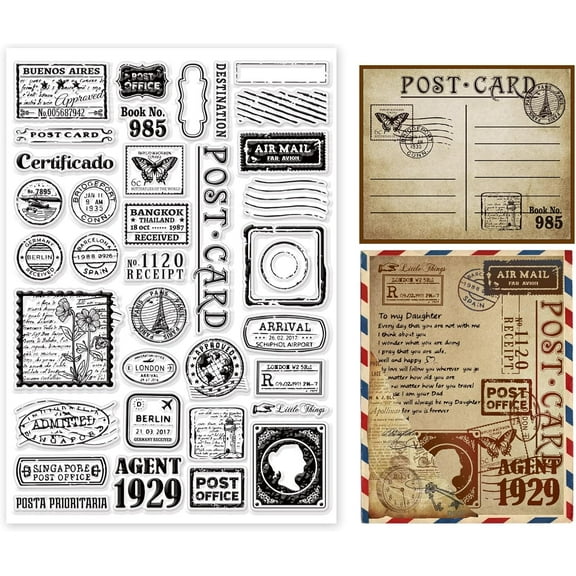 Stamp Postmark Postcard Clear Stamps for DIY Scrapbooking Big Size Silicone Clear Stamp Seals DIY