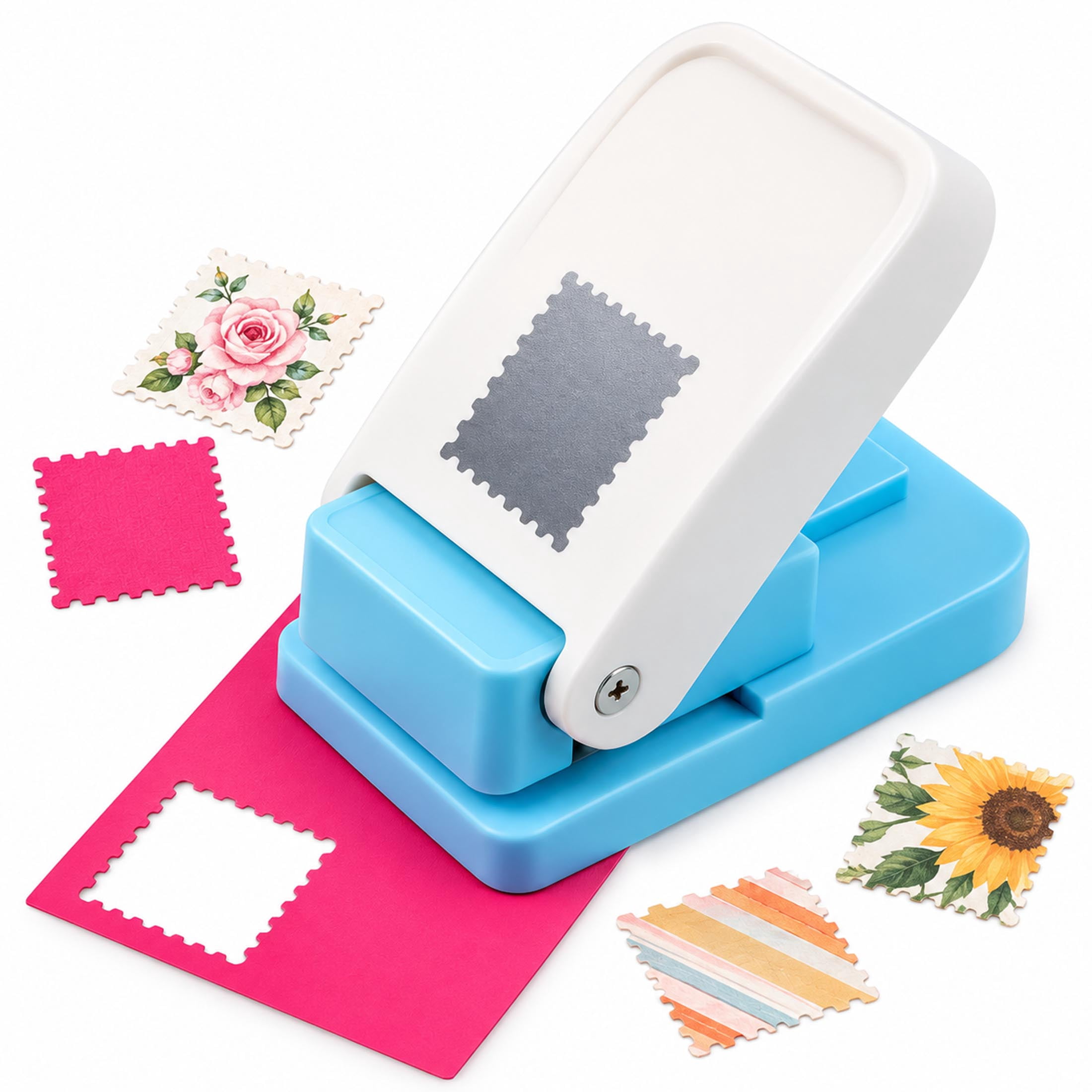 Ecd Paper Pattern Stamp Puncher, Rectangular Postage Stamp Punch, Lever Paper Punch for ...
