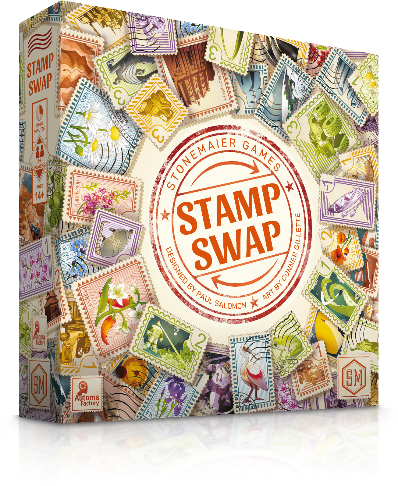 Stonemaier Games: Stamp Swap | A Competitive Stamp Collecting Strategy Board Game for Adults and Family | Curate The Most Beautiful and Well-Focused Stamp Collection | 1-5 Players, 60 Mins, Ages 14+ Stonemaier Games: Stamp Swap | A Competitive Stamp Collecting Strategy Board Game for Adults and Family | Curate The Most Beautiful and Well-Focused Stamp Collection | 1-5 Players, 60 Mins, Ages 14+