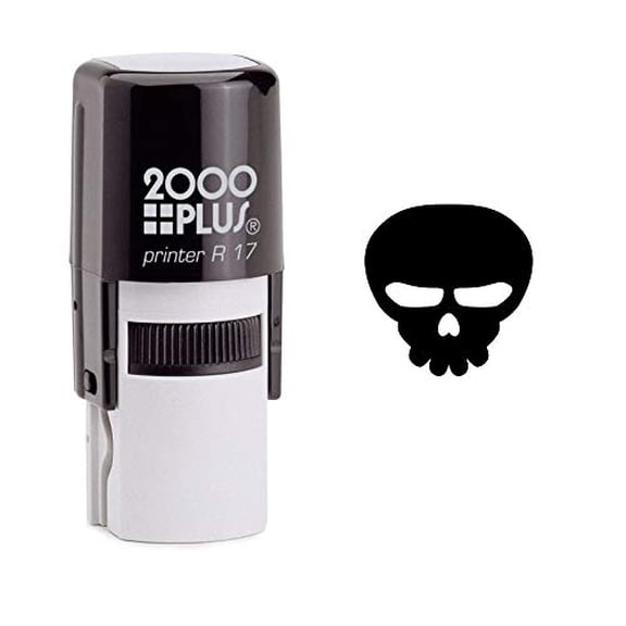 StampExpression - Annoyed Skull Self Inking Rubber Stamp - Black Ink (W-6607)