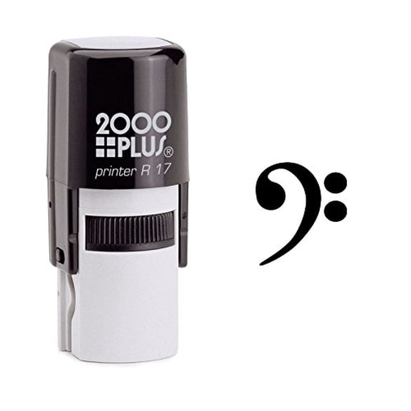 StampExpression - Bass Clef Musical Note Self Inking Rubber Stamp - Black Ink (W-6292)