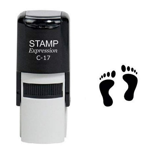 StampExpression - Black Foot Prints Self Inking Rubber Stamp - Black Ink (W-6329)