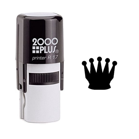 StampExpression - Bold Black Queen Chess Piece Crown Self Inking Rubber Stamp - Black Ink (W-6387)