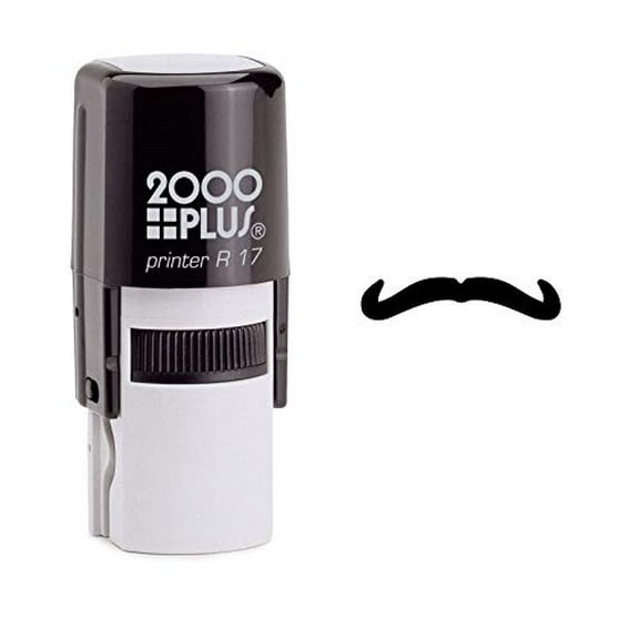 StampExpression - Buffalo Horn Mustache Self Inking Rubber Stamp - Black Ink (W-6742)