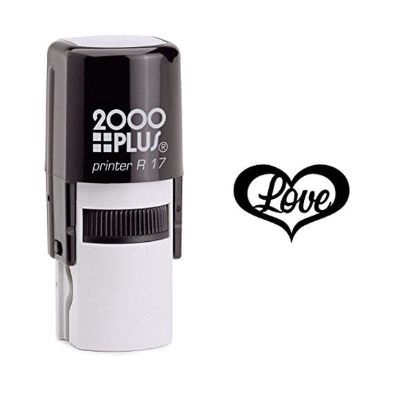StampExpression - Calligraphic Love in Heart Self Inking Rubber Stamp - Black Ink (W-6293)