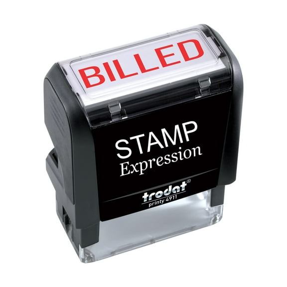 StampExpression - Capitalized Billed Office Self Inking Rubber Stamp - Red Ink (W-5233)