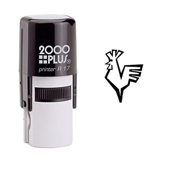 StampExpression - Cartoon Rooster Self Inking Rubber Stamp - Black Ink (W-6815)