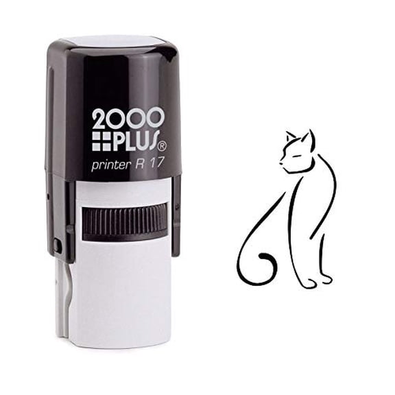 StampExpression - Cat Outline Self Inking Rubber Stamp - Black Ink (W-6701)