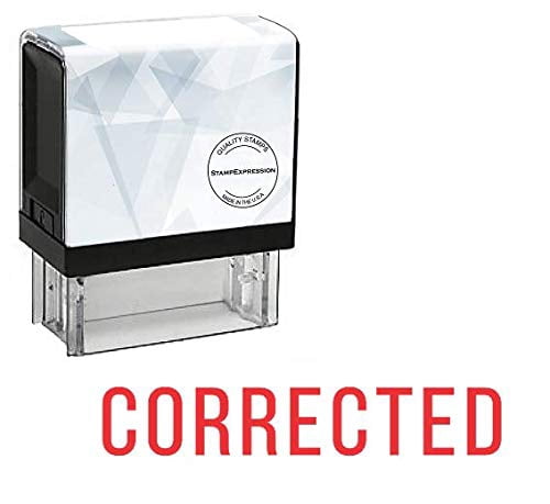 StampExpression - Corrected Office Self Inking Rubber Stamp - Red Ink ...