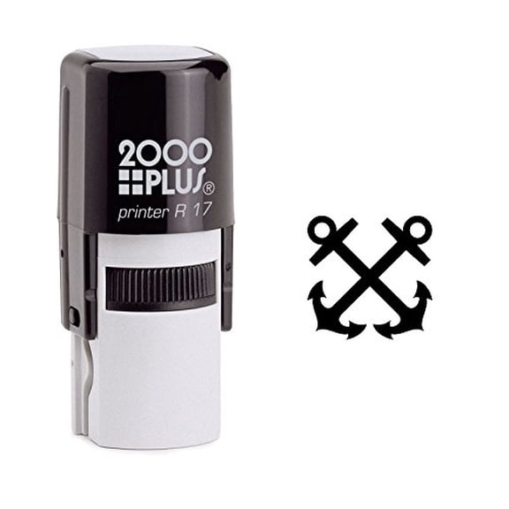 StampExpression - Crossed Anchors Self Inking Rubber Stamp - Black Ink (W-6045)