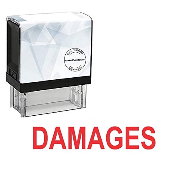 StampExpression - DAMAGES Office Self Inking Rubber Stamp - Red Ink (A-5692)