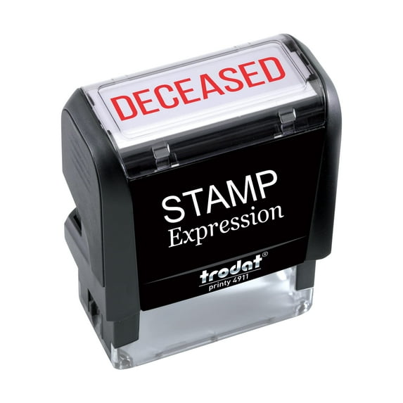 StampExpression - DECEASED Office Self Inking Rubber Stamp - Red Ink (A-5252)