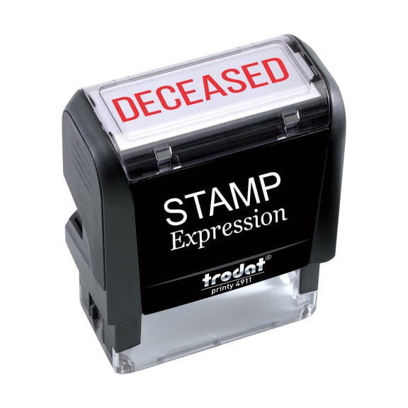 StampExpression - DECEASED Office Self Inking Rubber Stamp - Red Ink (A-5252)