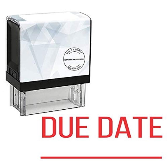StampExpression - Due Date with line Office Self Inking Rubber Stamp - Red Ink (A-5507)