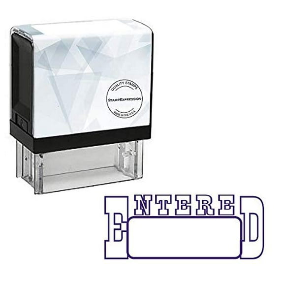 StampExpression - Entered Office Self Inking Rubber Stamp - Blue Ink (A-5110)