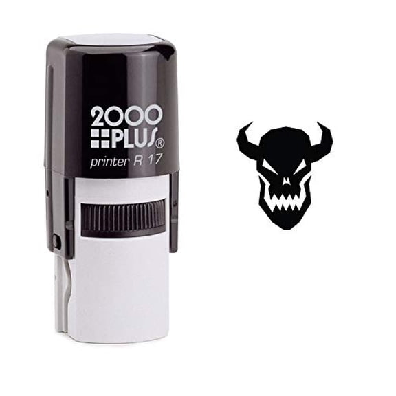 StampExpression - Evil Skull Self Inking Rubber Stamp - Black Ink (W-6598)