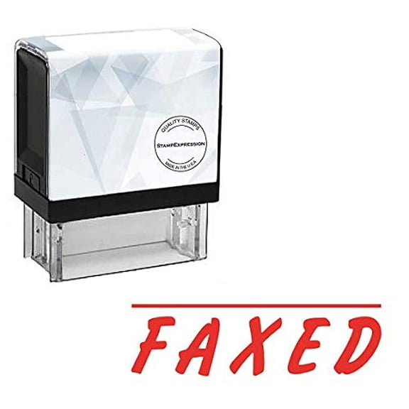 StampExpression - Faxed with line Office Self Inking Rubber Stamp - Red Ink (A-5029)
