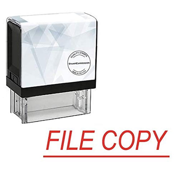 StampExpression - File Copy with line Office Self Inking Rubber Stamp - Red Ink (A-5026)