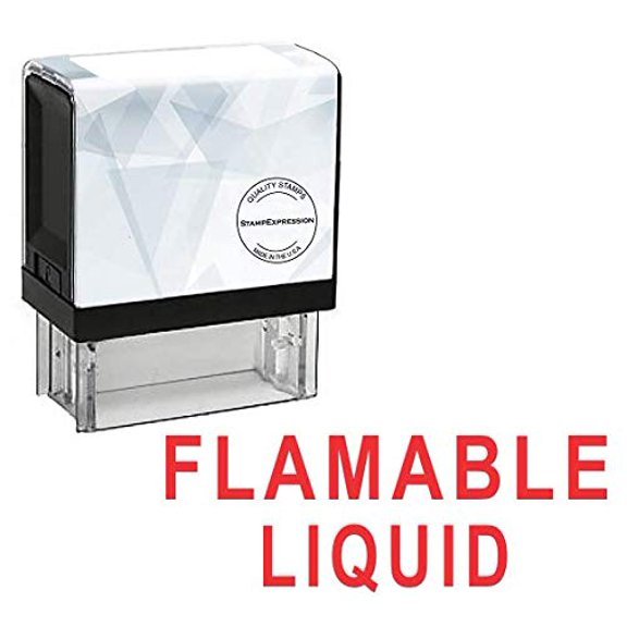 StampExpression - Flammable Liquid Office Self Inking Rubber Stamp - Red Ink (A-5954)