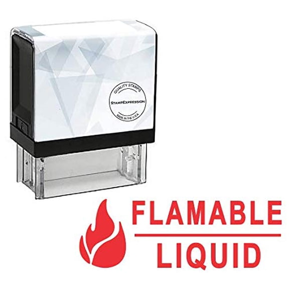 StampExpression - Flammable Liquid with Flame Office Self Inking Rubber Stamp - Red Ink (A-5955)