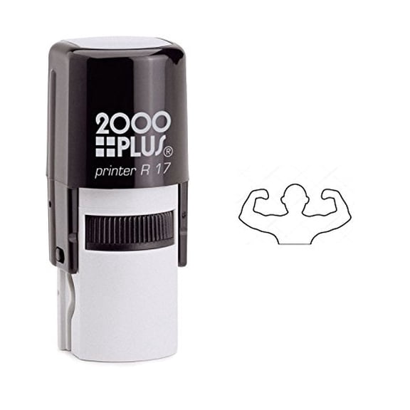 StampExpression - Flexing Muscular Man Self Inking Rubber Stamp - Black Ink (W-6290)