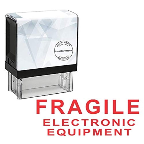 StampExpression - Fragile Electronic Equipment Self Inking Rubber Stamp - Red Ink (A-5891)