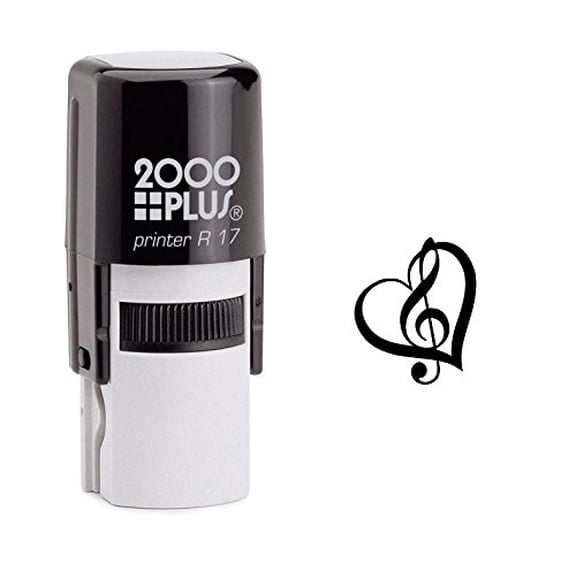 StampExpression - G-Clef and Heart Music Lover Self Inking Rubber Stamp - Black Ink (W-6179)