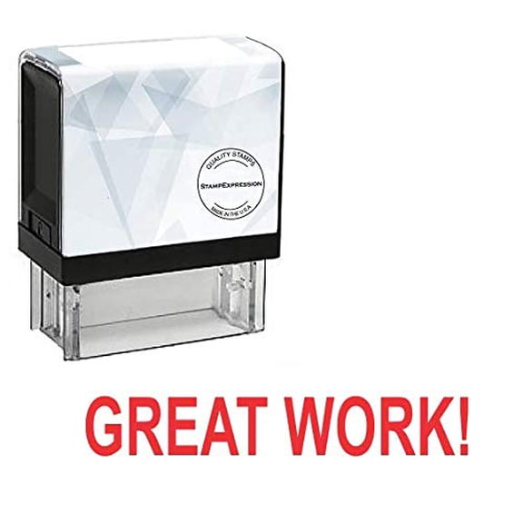StampExpression - Great Work! Office Self Inking Rubber Stamp - Red Ink (A-5534)