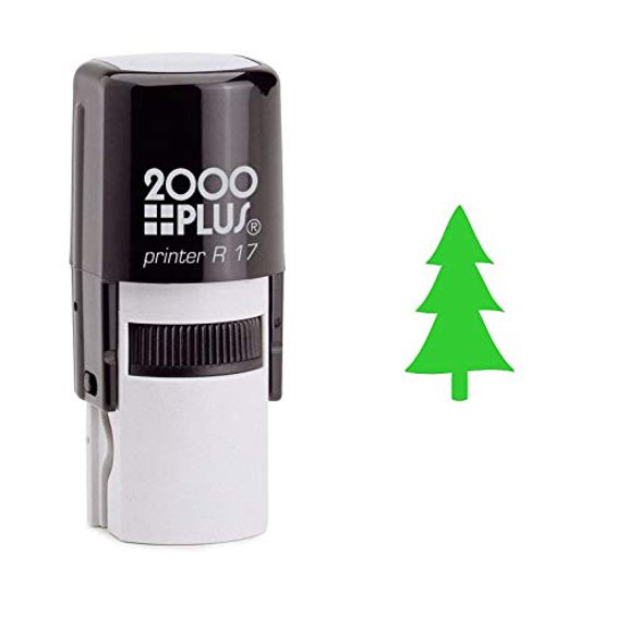 StampExpression - Green Christmas Tree Self Inking Rubber Stamp - Green Ink (W-6757)