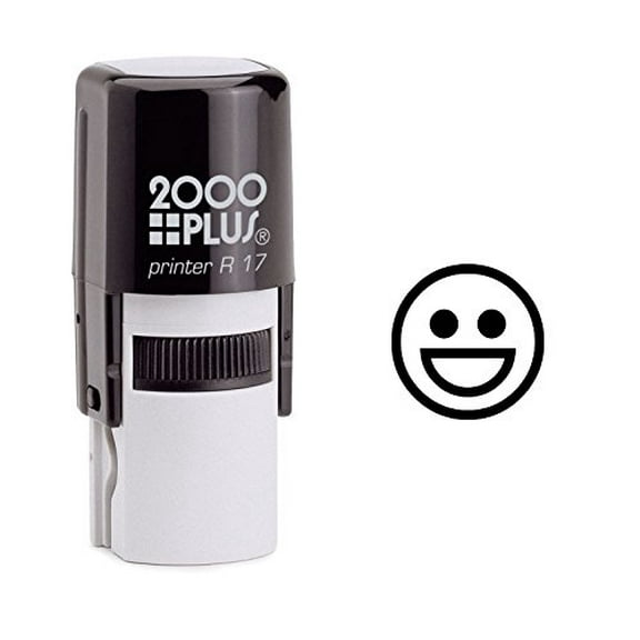 StampExpression - Happy Face Emoji Self Inking Rubber Stamp - Black Ink (W-6056)