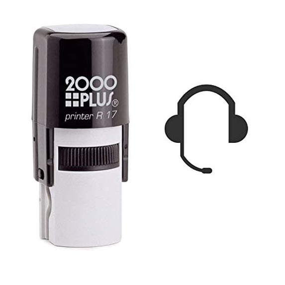 StampExpression - Headset with Microphone Self Inking Rubber Stamp - Black Ink (W-6834)