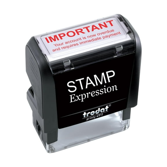 StampExpression - Important! Your Account is Now Overdue and Requires Immediate Attention Office Self Inking Rubber Past Due Stamp - Red Ink (A-5974)