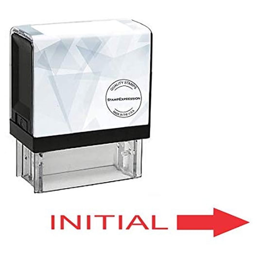 StampExpression - Initial with Arrow Self Inking Rubber Stamp - Red Ink (A-5878)