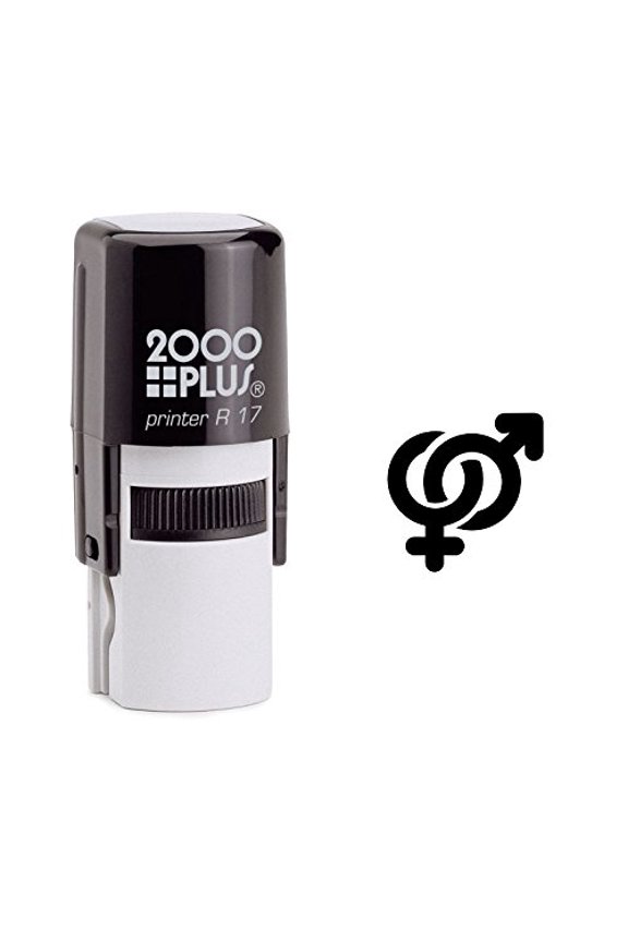 - Interlacing Gender Symbols Self Inking Rubber Stamp - Black Ink (W-6415)