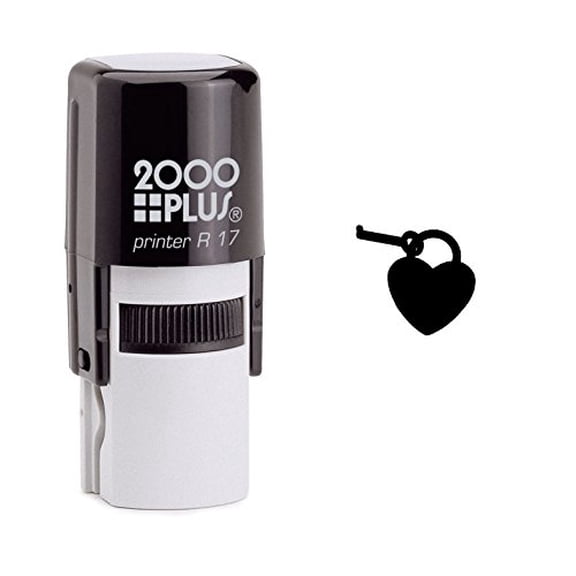 StampExpression - Locked Heart Self Inking Rubber Stamp - Black Ink (W-6450)