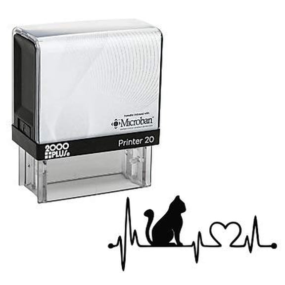 StampExpression - Love Cat Hartline Self Inking Rubber Stamp - Black Ink (A-80093)